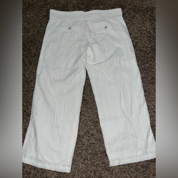 Sundance White Eyelet Boho Coastal Lined Drawstring Button Fly Pants -Size M - Picture 5 of 9